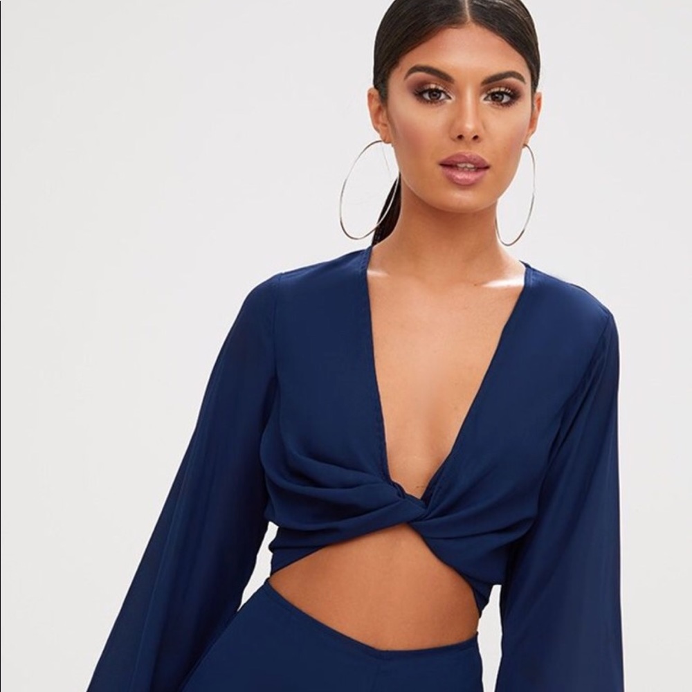 Navy cut-out romper NWT